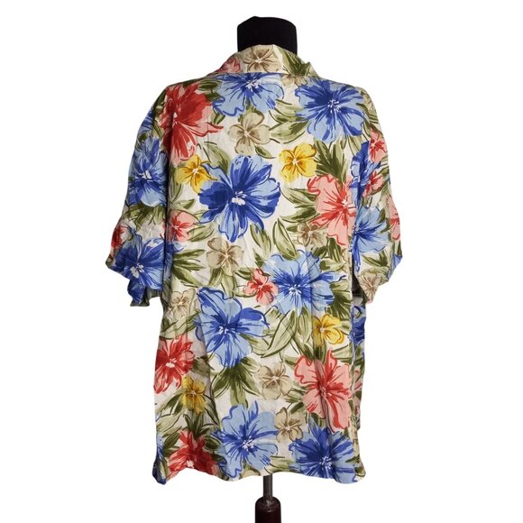 Cathy Daniels Size 3X Blouse Top Womens Floral Button Front Blue Floral Hi Low - Picture 3 of 8